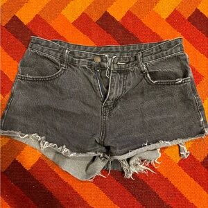 Black denim shorts